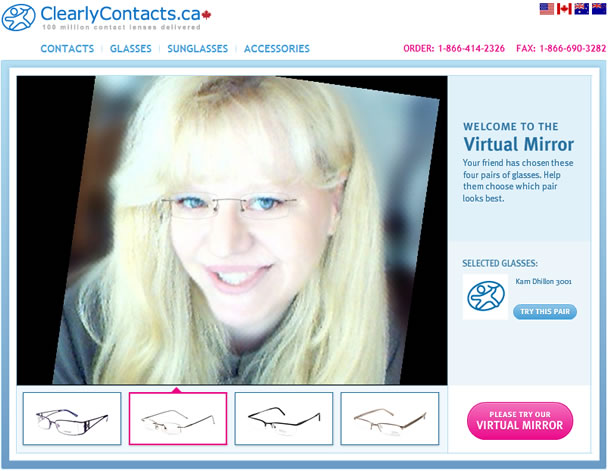 ClearlyContacts.ca trying on glasses virtually