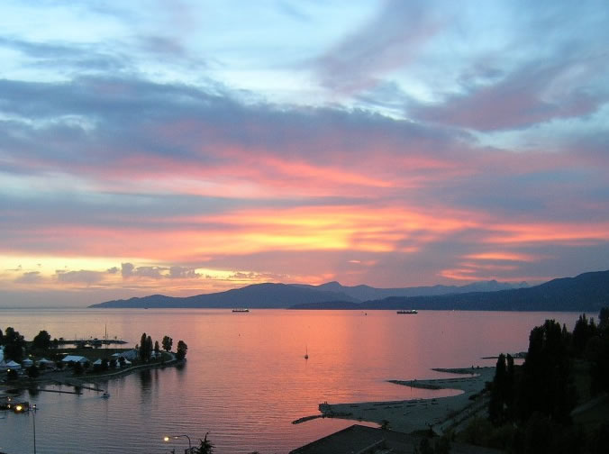 Beautiful sunset scene from downtown Vancouver.